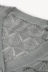 Crochet Knit V-Neck Button Front Long Sleeve Lightweight Cardigan Sweater